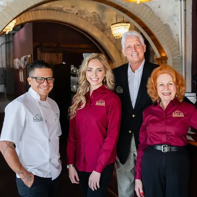 The Katya Vineyards family: Chef Tony Deras, Katya, and founders David and Patricia Sokol